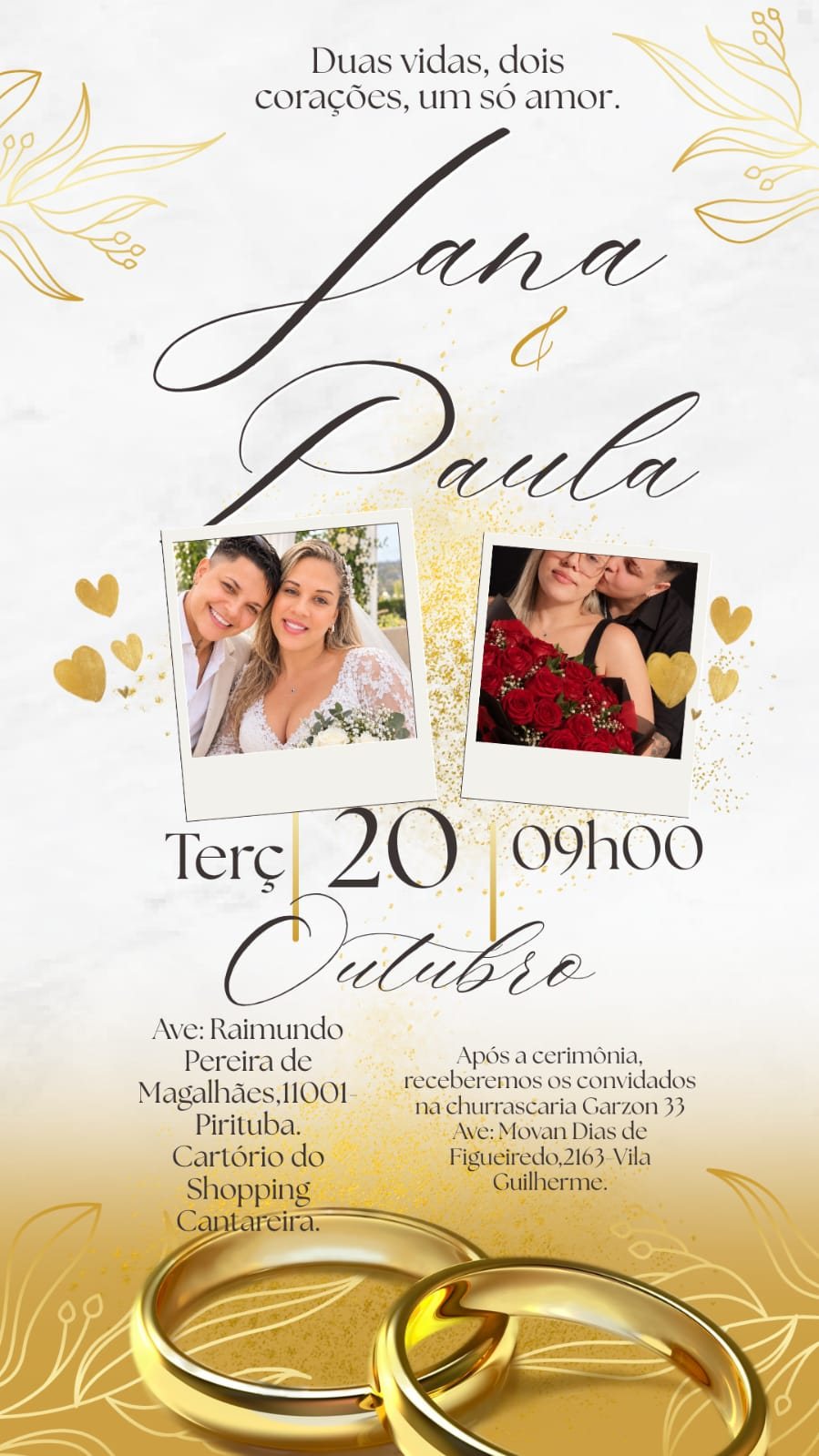 Convite de casamento de Jana e Paula